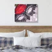 6418-Rote Rose mit Schwarzer Maskenmaske Leinwanddruck (Insitu (Schlafzimmer))