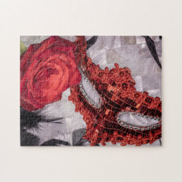 6439-Rote Rose mit Maskenmaske Puzzle