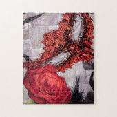 6439-Rote Rose mit Maskenmaske Puzzle (Vertikal)