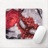 6439-Rote Rose mit Roter Maskenmaske Mousepad (Mit Mouse)