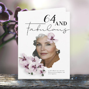64 & Fabulous Orchid-Foto-Geburtstagskarte Karte