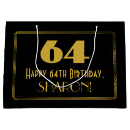 64. Geburtstag — Art Deco Inspiriert Look "64" & N Große Geschenktüte