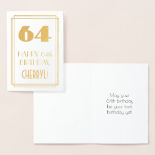 64. Geburtstag: Art Deco Inspiriert Look "64" & Na Folienkarte