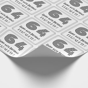 64. Geburtstag: Art Deco Inspiriert Stil "64" + Na Geschenkpapier