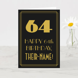 64. Geburtstag – Art Deco inspiriertes Aussehen "6 Karte