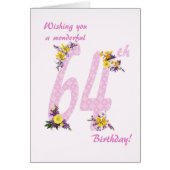 64. Geburtstag Blume Dekorierte Zahlen (Vorne)