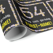 64. Geburtstag: Blumennummer, Individuelle Name, B Geschenkpapier (Rolleneckpunkt)