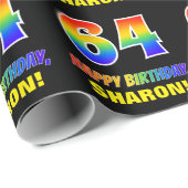 64. Geburtstag: Bold, Fun, Simple, Rainbow 64 Geschenkpapier (Rolleneckpunkt)