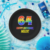 64. Geburtstag: Bold, Fun, Simple, Rainbow 64 Pappteller (Party)