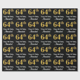 64. Geburtstag: Elegante Luxuriöse Imitate Gold Lo Geschenkpapier