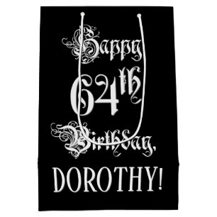 64. Geburtstag: Extravagant, Elegantes Script + In Mittlere Geschenktüte
