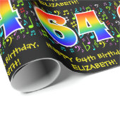 64. Geburtstag: Farbige Musiksymbole, Regenbogen 6 Geschenkpapier (Rolleneckpunkt)