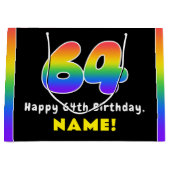 64. Geburtstag: Farbiger Regenbogen # 64, Individu Große Geschenktüte (Vorderseite)
