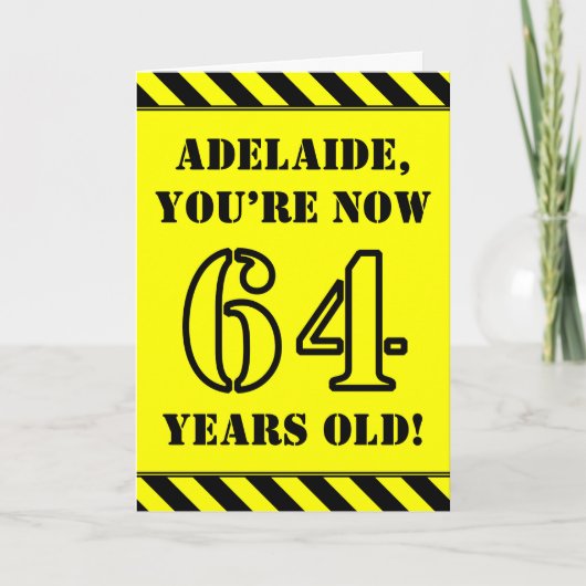 64. Geburtstag: Fun Stencil Style Text, Individuel Karte (Vorderseite)