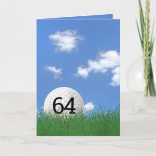 64. Geburtstag, Golfball im Gras Karte