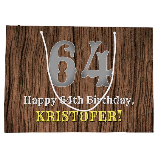 64. Geburtstag: Inspirierter Country Western Look, Große Geschenktüte (Rückseite)