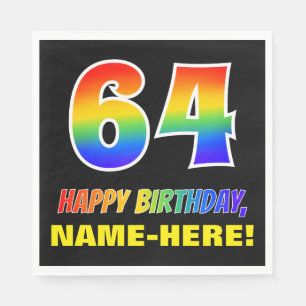64. Geburtstag: kühl, Spaß, einfach, Regenbogen Serviette