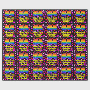 64. Geburtstag: Loving Hearts Pattern, Regenbogen  Geschenkpapier