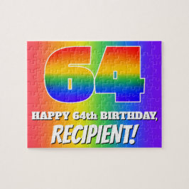 64. Geburtstag — mehrfarbiges Regenbogenmuster "64 Puzzle