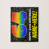 64. Geburtstag — Spaß, farbenfrohe Musiksymbole &  Puzzle (Vertikal)