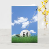 64. Geburtstagsgolfball im Gras Karte (Gelbe Blume)