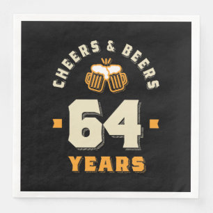 64. Geburtstagskäse und Biere bis 64 Jahre sonnig Serviette