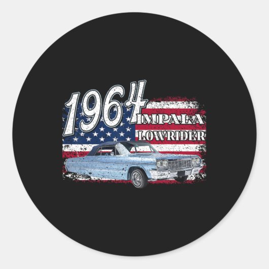 64 Impala Lowrider Ss 4. Juli Amerikaner Runder Aufkleber (Vorderseite)