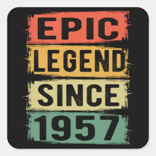 64 Jahre alter Tag 1957 Epische Legende 65. Geburt Quadratischer Aufkleber
