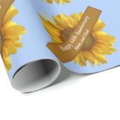 64. Jubiläum Sonnenblumen bearbeitbar Geschenkpapier (Rolleneckpunkt)