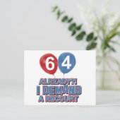64. Lebensjahr Postkarte (Stehend Vorderseite)