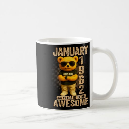 64 Year Old January 1962 Teddy Bear 64th Birthday  Kaffeetasse (Rechts)