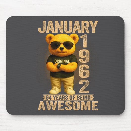 64 Year Old January 1962 Teddy Bear 64th Birthday Mousepad (Vorne)