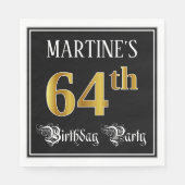 64th Birthday Party — Fancy Script, Faux Gold Look Serviette (Vorderseite)