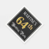 64th Birthday Party — Fancy Script, Faux Gold Look Serviette (Ecke)