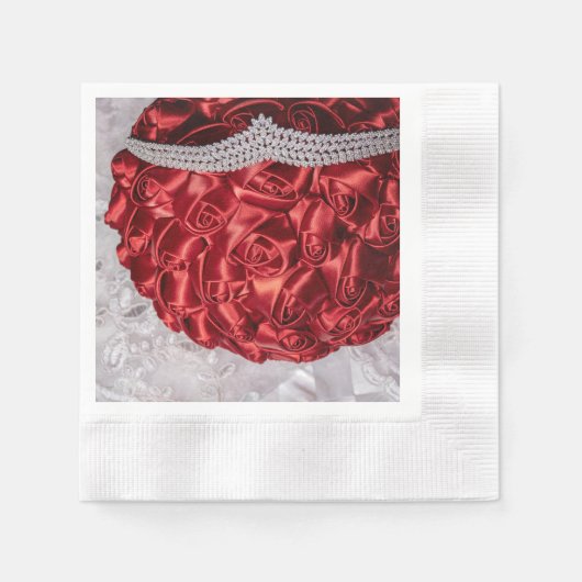6508-Red Bouquet mit Tiara Serviette (Vorderseite)