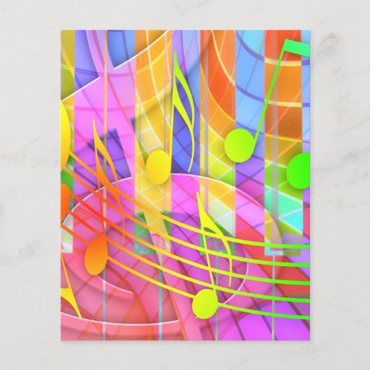 654580 FARBIGE MUSIKNOTEN-HINTERGRUND-WALLPAPIERE FLYER (Vorne)