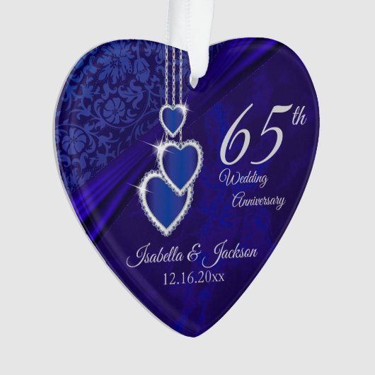 65./45. Saphire Wedding Anniversary Keepake Ornament (Vorderseite)