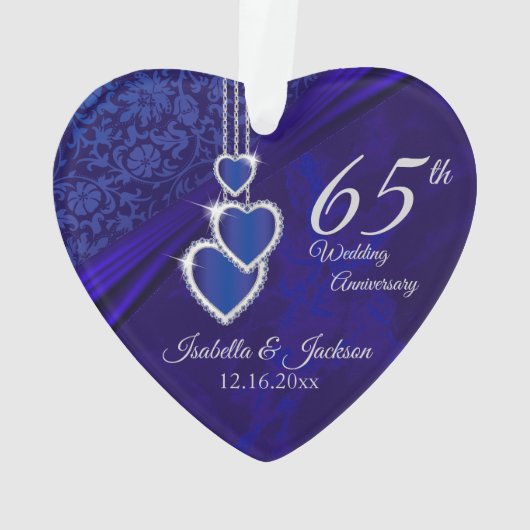 65./45. Saphire Wedding Anniversary Keepake Ornament (Rückseite)