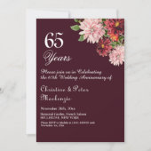 65. Blue Sapphire Hochzeit Jahrestag Burgund Einladung (Vorderseite)