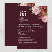 65. Blue Sapphire Hochzeit Jahrestag Burgund Einladung (Vorne/Hinten)