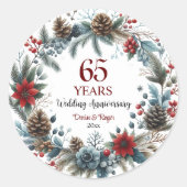 65. Blue Sapphire Hochzeitstag Winter Runder Aufkleber (Vorderseite)