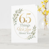 65 Dinge, die wir an dir lieben Ehefrau Karte (Gelbe Blume)