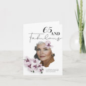 65 & Fabulous Orchid Photo Birthday Greeting Card Karte (Vorderseite)