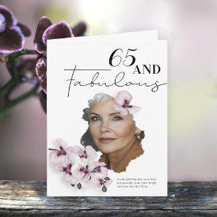 65 & Fabulous Orchideen-Foto-Geburtstagskarte Karte