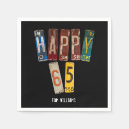 65. Geburtstag alter Nummernschild Sammlung Serviette