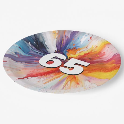 65. Geburtstag, Anstrich Pappteller (Schrägansicht)