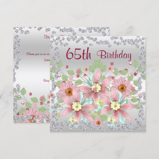 65. Geburtstag Blumenanzeige & Diamanten Einladung