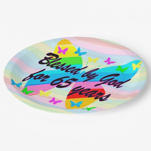 65. GEBURTSTAG BUTTERFLY PAPER TELLER (Schrägansicht)