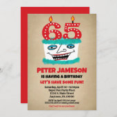 65. Geburtstag Einladung Funny Cake Lässig Mens (Vorne/Hinten)