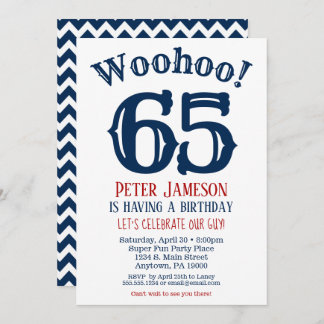 65. Geburtstag Einladung Mens Navy Blue